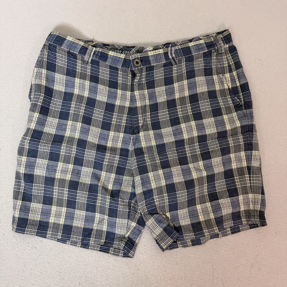 Tommy Bahama Mens Plaid Shorts Size 40 Linen Silk Blue Casual Flat Front